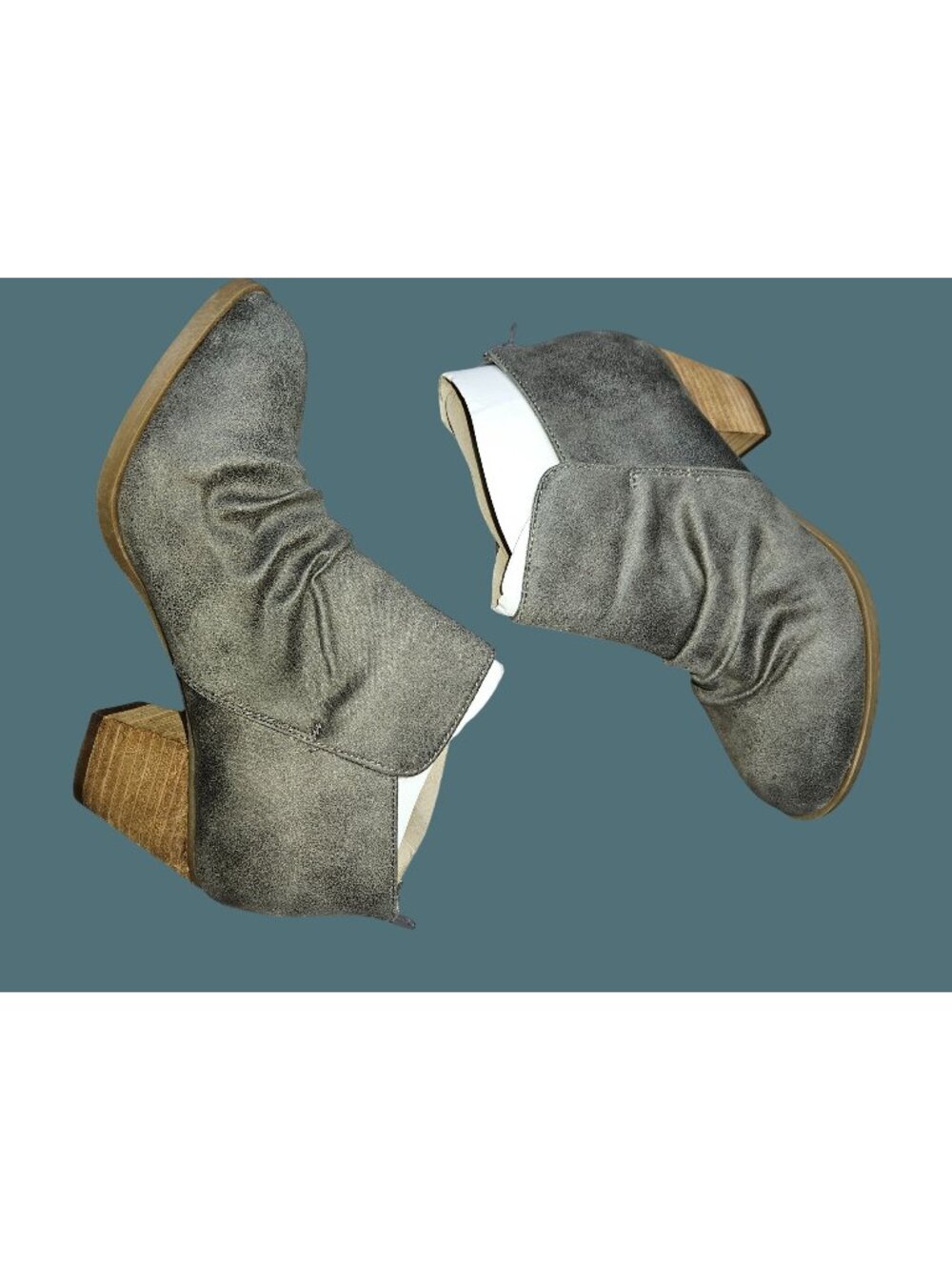 Stitch Fix Report Footwear Clarice Heeled Bootie Grey 6 Wide Faux Suede